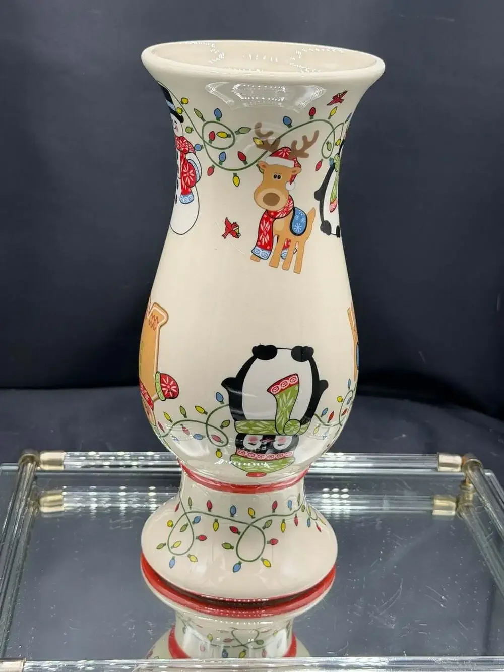 Temp-tations Christmas Ceramic 2-in-1 Convertible Vase and Candlestick Holder